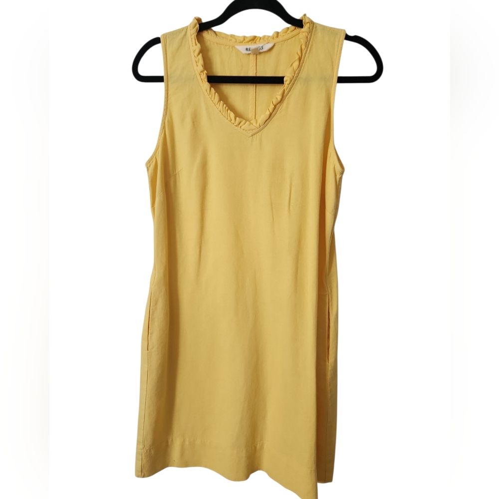Briggs New York Women's Linen Sleeveless Sunny Yellow Dress Size S